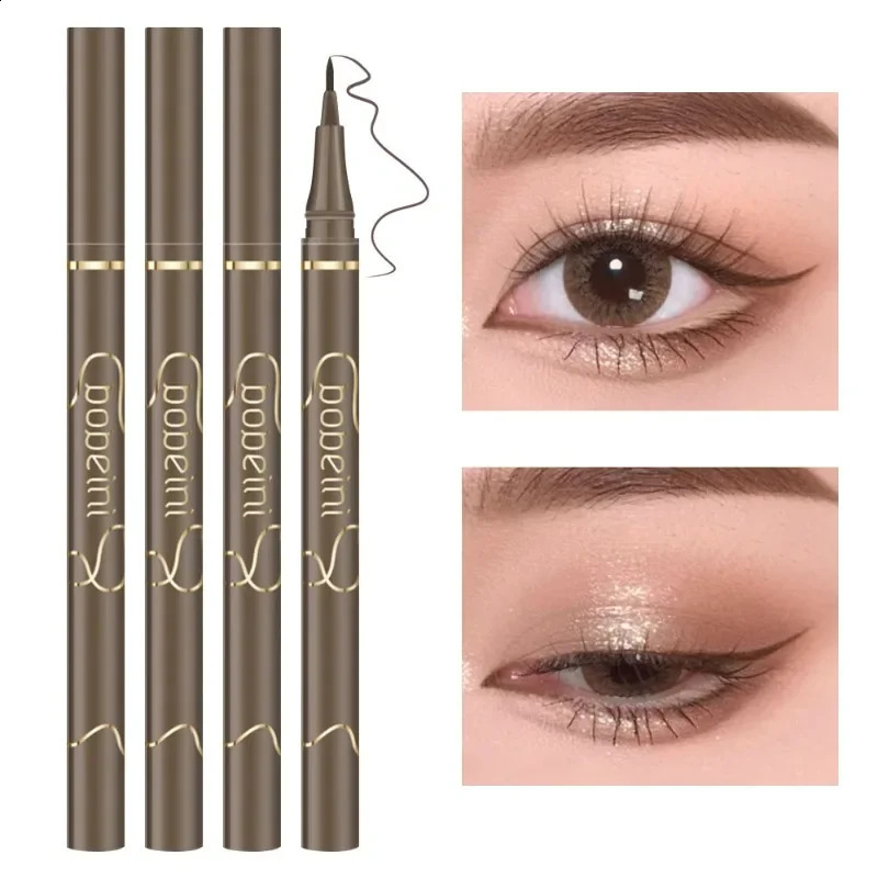 Waterproof Quick Dry Liquid Eyeliner Pen Lasting Lying Silkworm Eyeliner Pencil Ultra-fine Matte Black Brown Beauty Eyes Makeup 250206