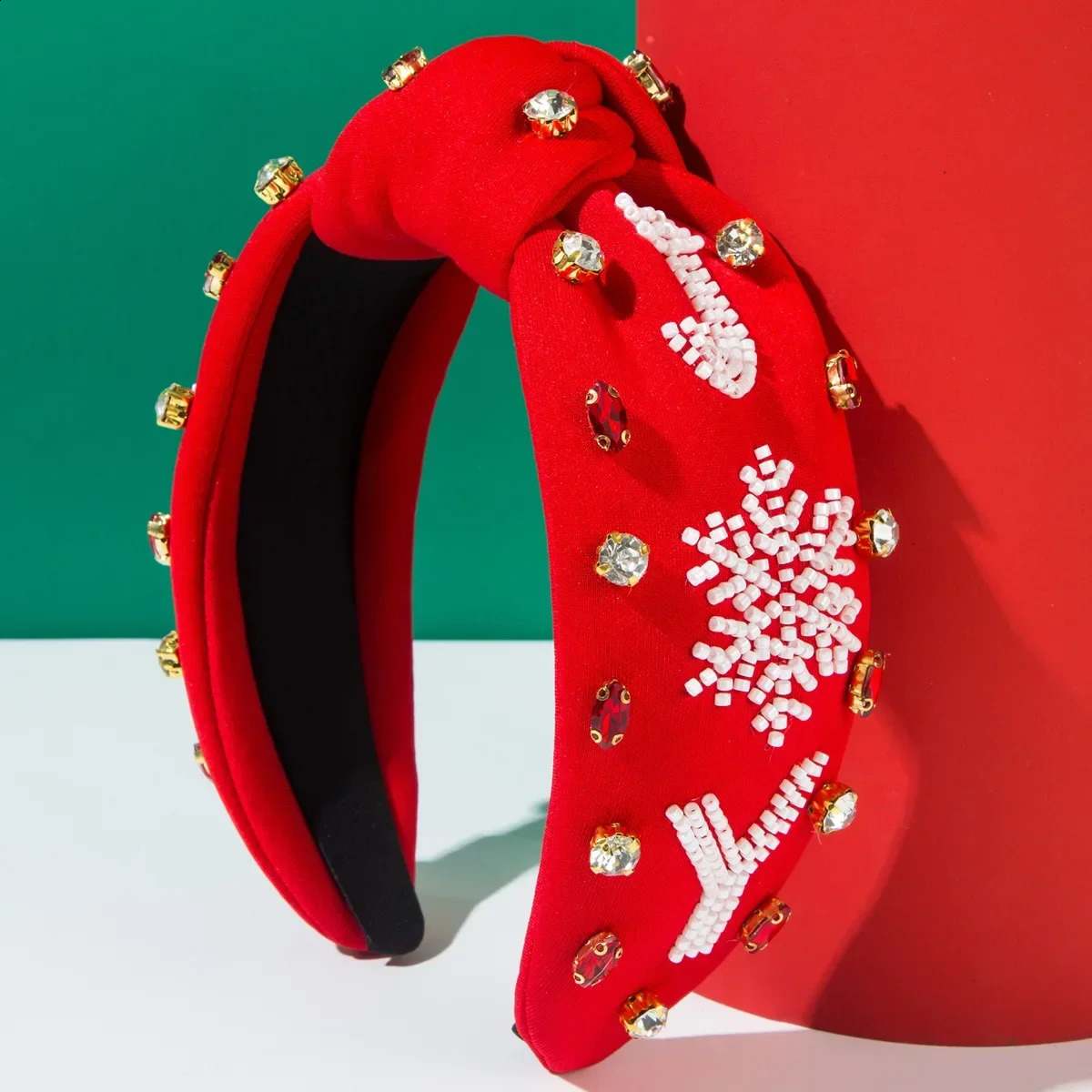 2024 Christmas Headband Bead Snowflake Hand Sewing JY Letters Fashion Knotted Diamond Hair Accessories 250207