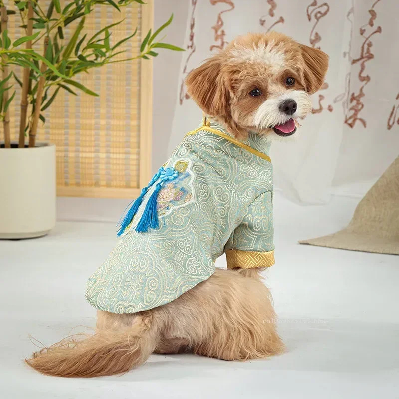 Dog Clothes Chinese Chi-pao for Small Dog French Bulldog Sweatshirt Pet Dogs Cats Jacket Coat Classic Chihuahua Supplies 250206