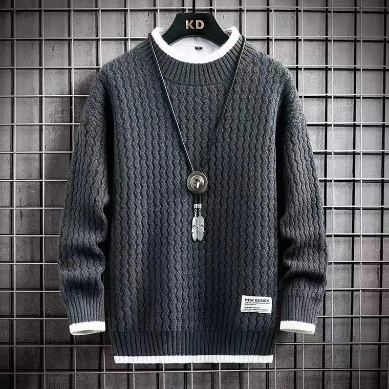 Winter Harajuku Sweater Men Casual O-Neck Pullovers High End Mens Striped Sweaters Male Thick Warm Pull Homme M-4XL 250206