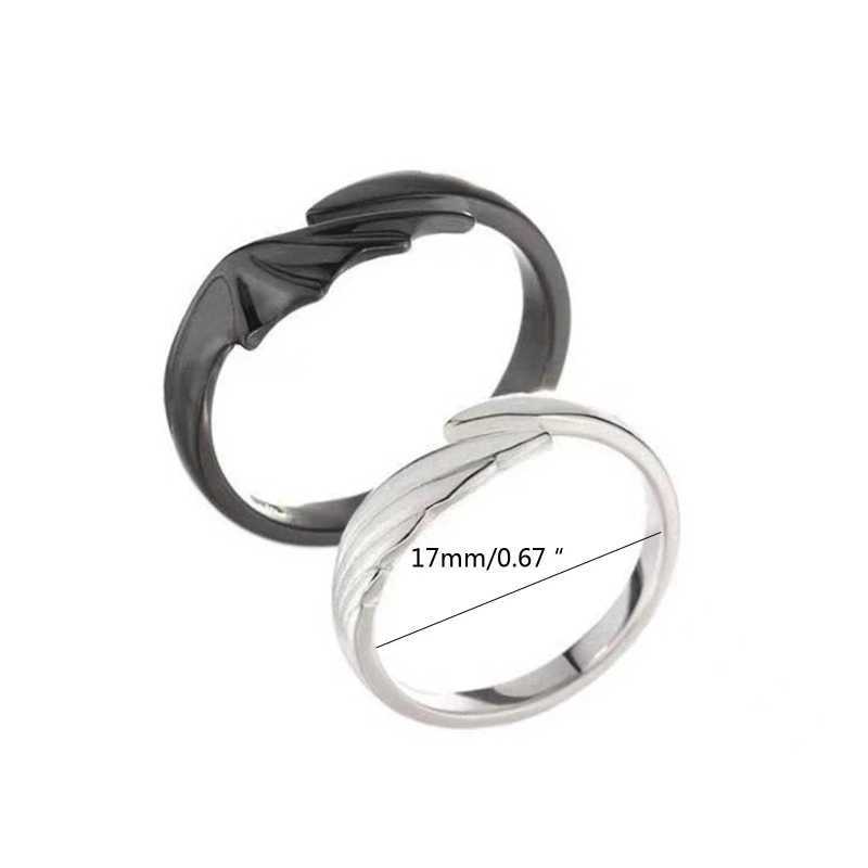 2Pcs Matching Set Couple Rings Jewelry Angel Devil Adjustable Engagement Ring W250207