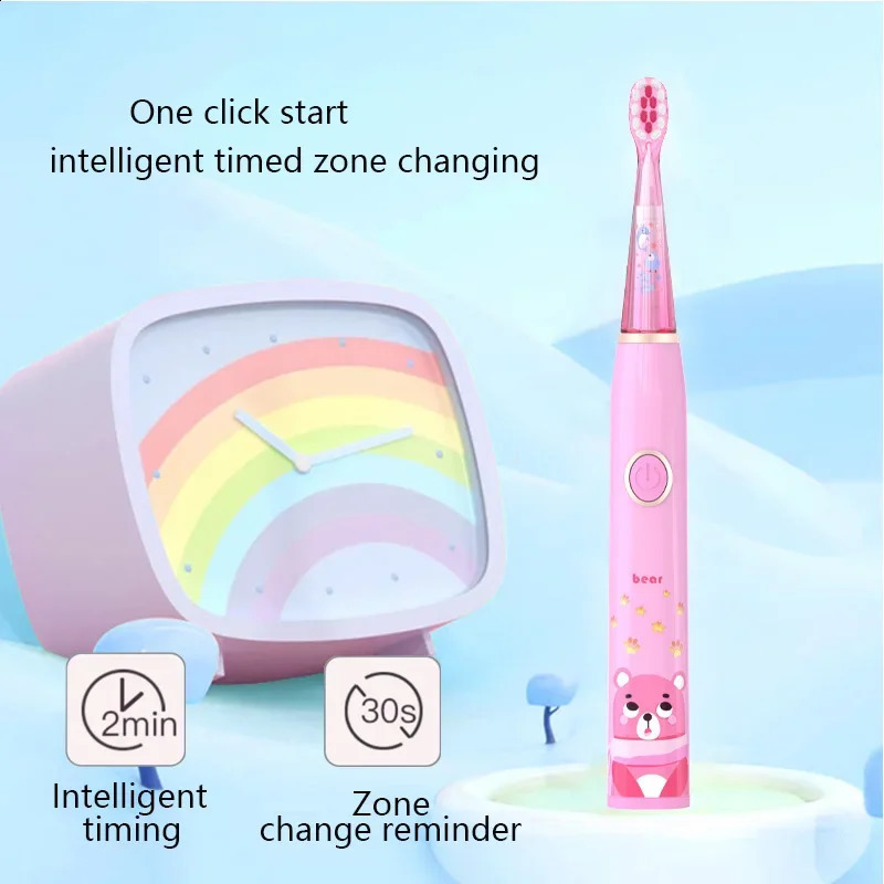 Sonic Electric Toothbrush Cartoon with Colorful LED Light IPX7 Waterproof Overall Clean Teeth Rechargeable Care Toothbrush 250206