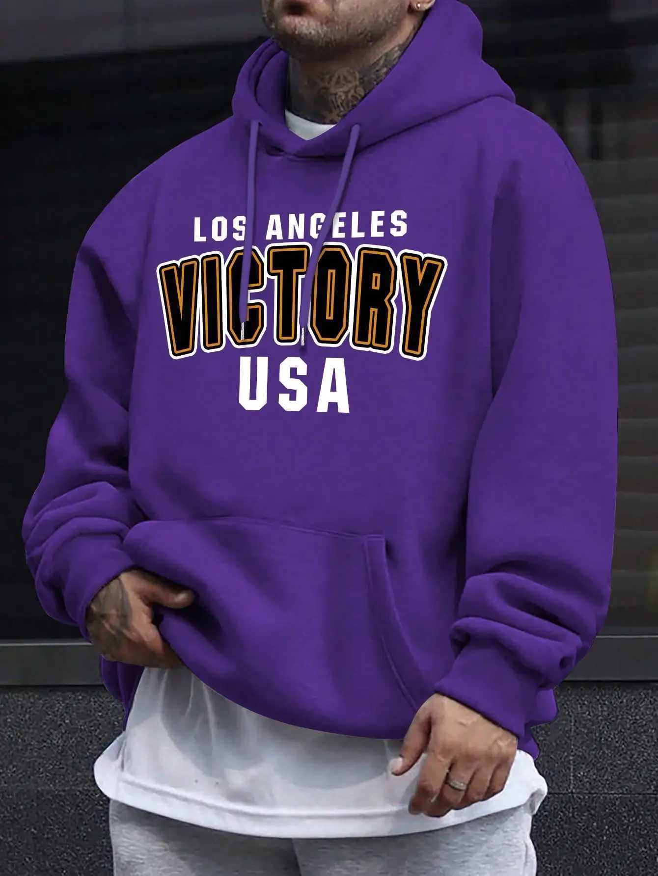 Los Angeles Art Letter Pattern Hoodie Mens Crewneck Hip Hop Sweatshirt Autumn Casual Clothing Wool Mens Super Large Hoodie W250207
