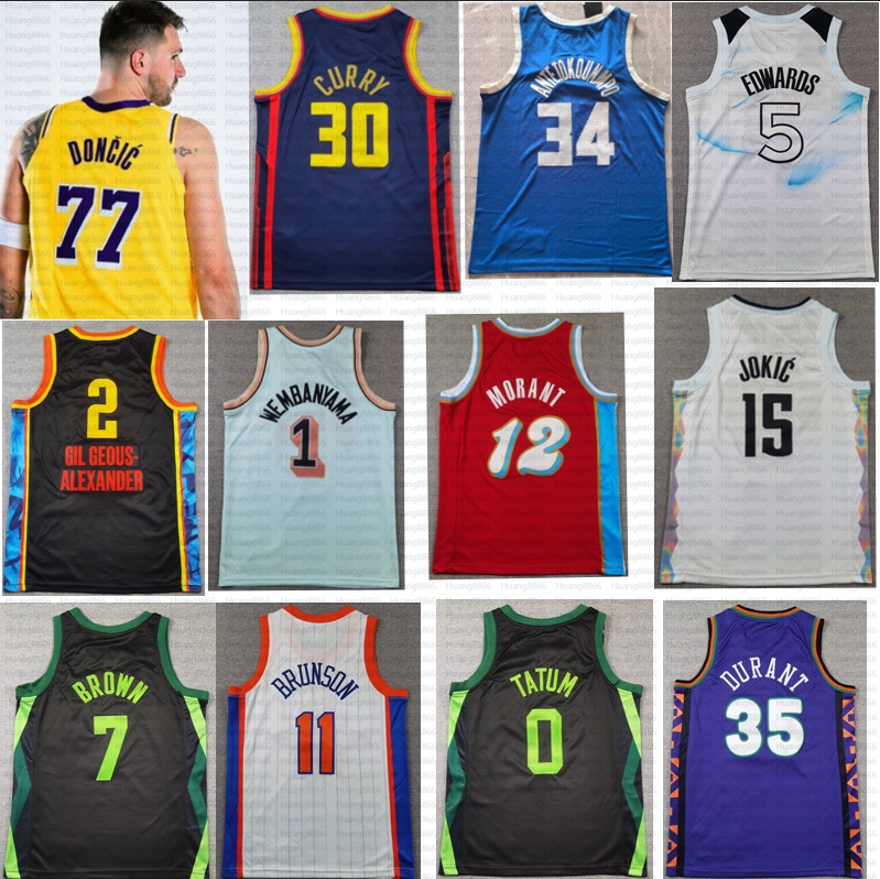 Haliburton Basketball Jerseys Antetokounmpo Curry Doncic Durant Wembanyama Brunson Holmgren Gilgeous-Alexander Tatum Embiid Butler Booker Edwards Shirt