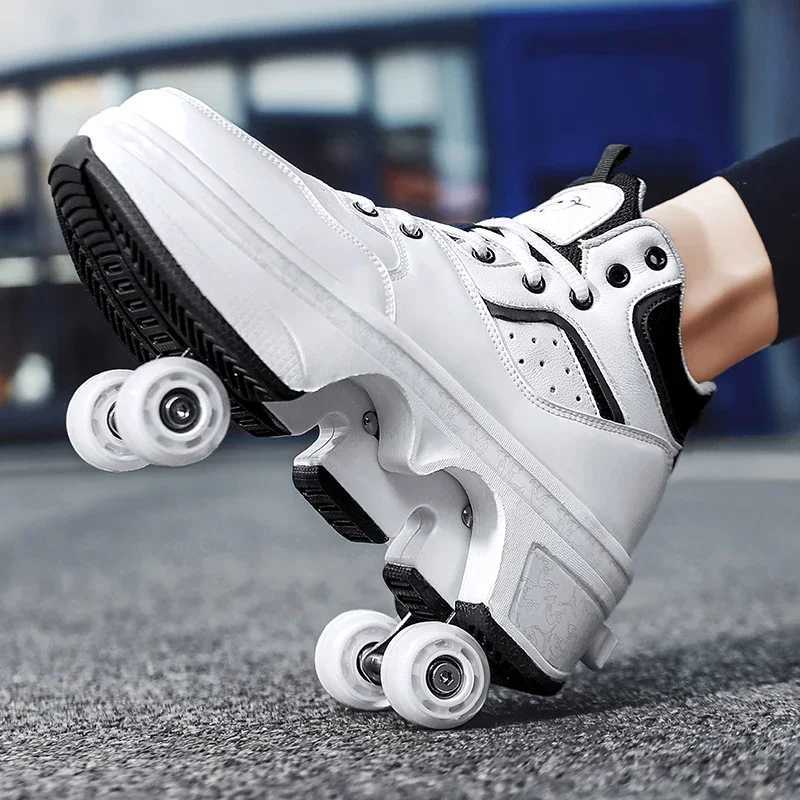 Deformation Parkour Four Wheels Rounds Of Running Shoes 2024 Casual Sneakers Unisex Deform Roller Shoes Skating Shoes W250207