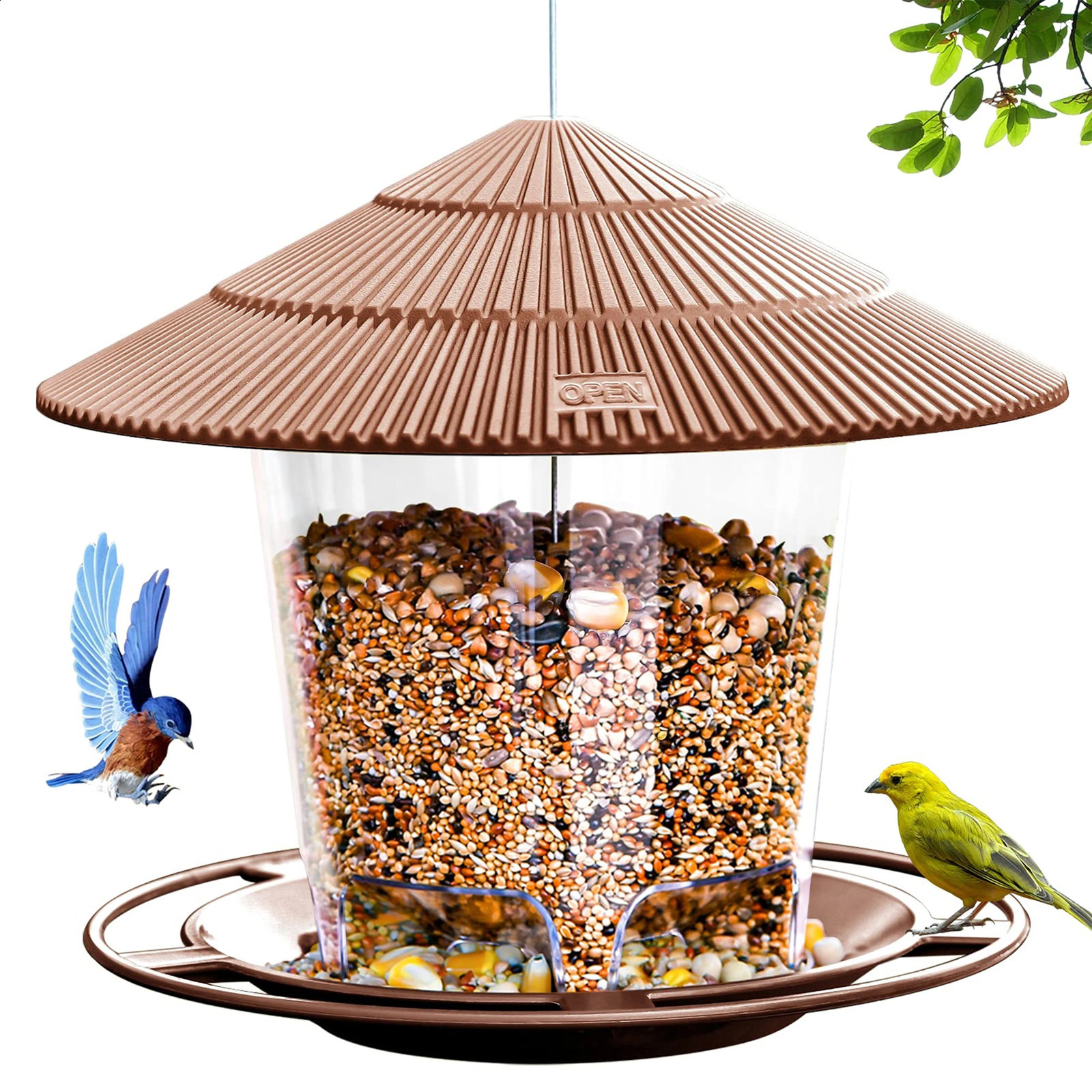 Wild Bird Feeder Hanging with Roof for Garden Yard Outside Decoration Outdoor Feeding Tool Squirrel proof Seed Nut Container 250121