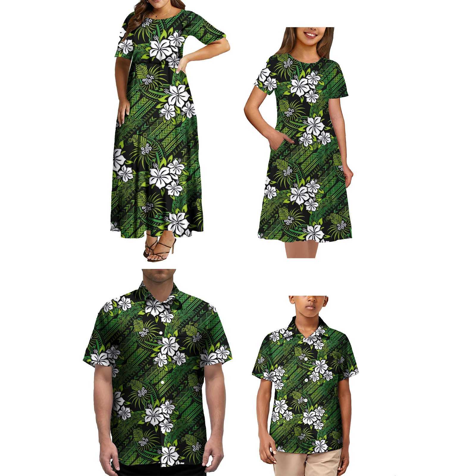 4PCS Set Family Matching Clothes Polynesian Tribal Design Matching Set For Family Matching Clothes Set W250207