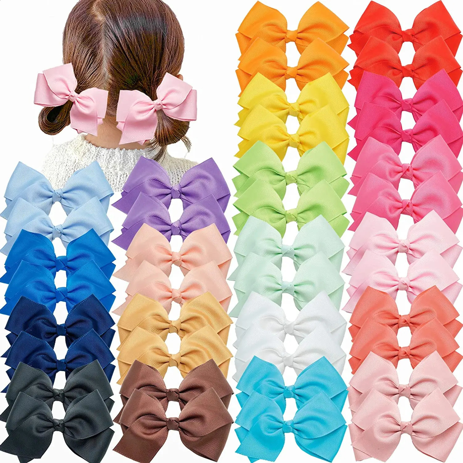 40Pcs 4 Boutique Grosgrain Hair Bows Alligator Clips for Girls Toddlers Kids Baby Hair Accessories 250120