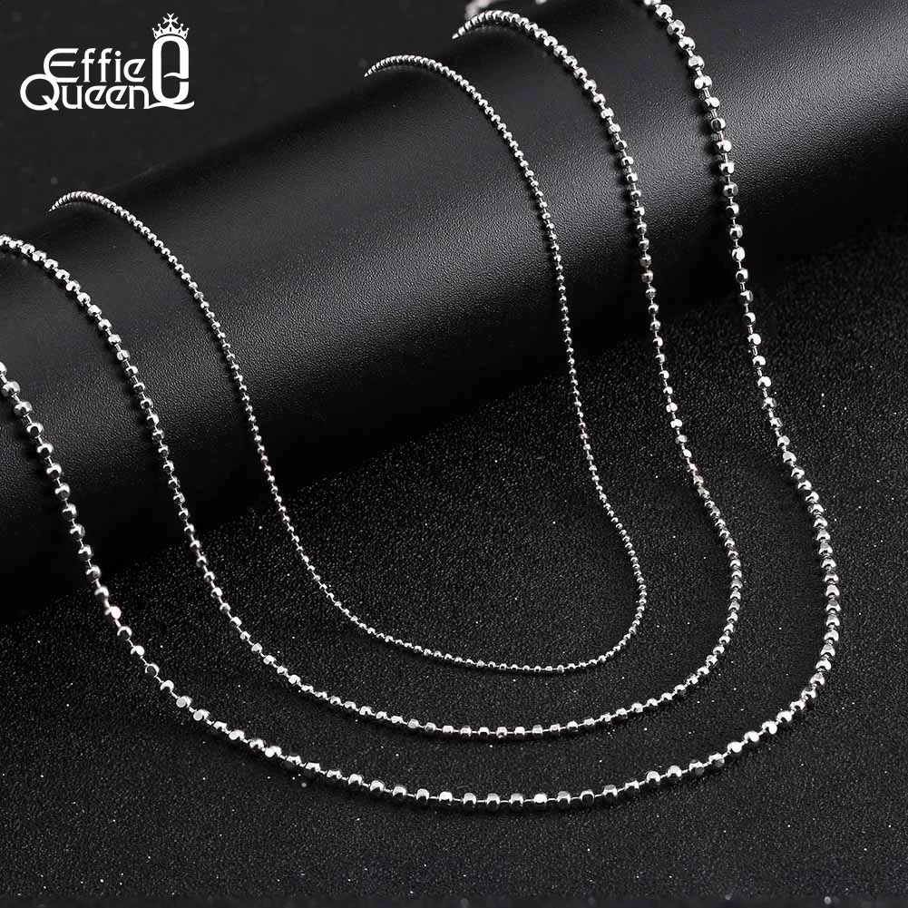 Effie Queen Fashion 1.0/1.5/2.0mm Ball Faceted Bead Chain Necklace for Women 925 Sterling Silver Necklace Birthday Jewelry SC77 250120