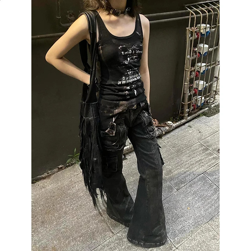 2000s Retro Low Rise Skinny Flared Pants y2k Women Jeans Long Denim Trousers Vintage Clothes Korean Fashion Fairycore Streetwear 250206