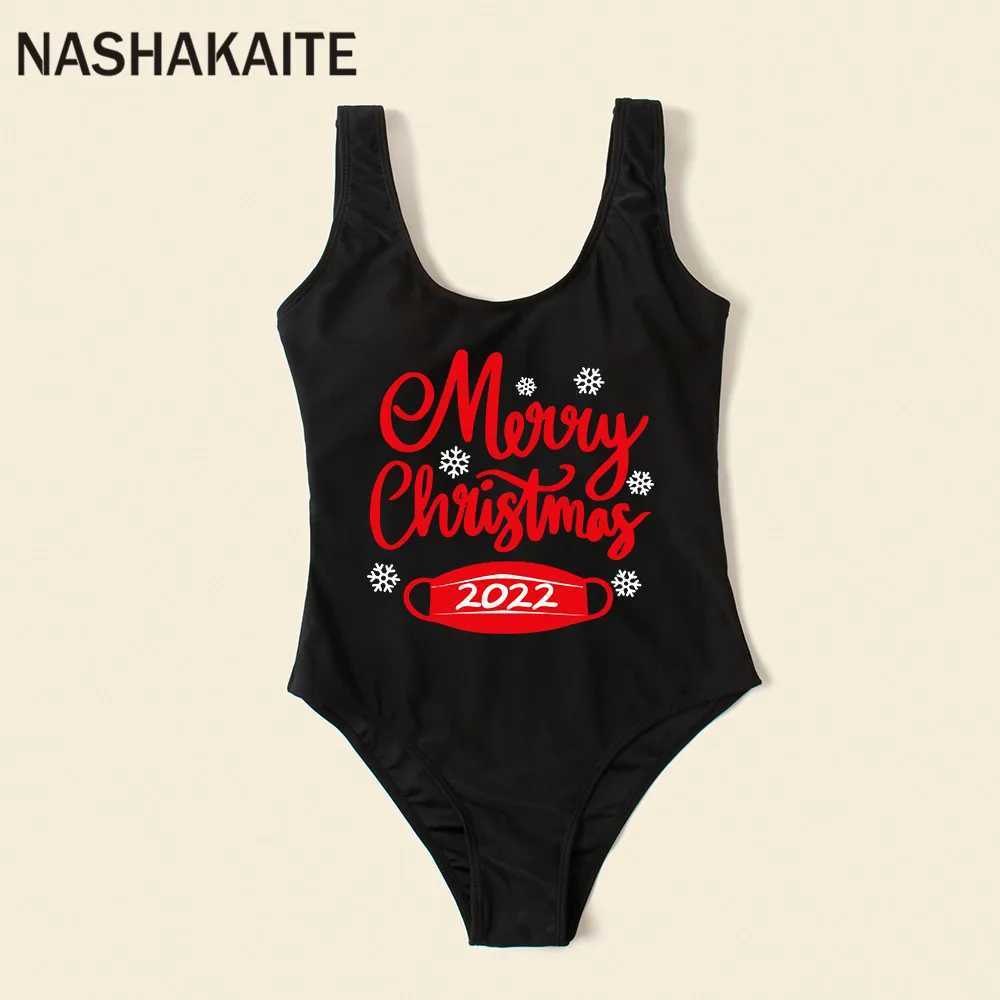 NASHAKAITE Christmas Family Matching Clothes Family Swimsuits Santa Claus Swimsuit Mom Daughter Clothes Father Son Swim Shorts W250207