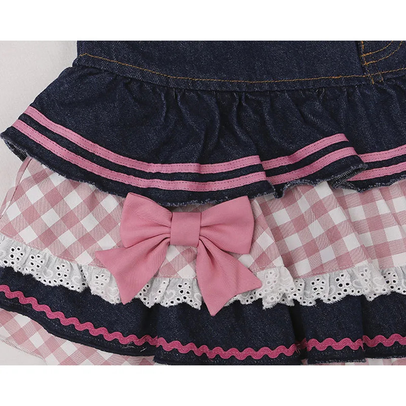 2024 Sweet Lolita Mini Denim Skirts Women Gothic Lace Plaid Hearts Ruffles Jk Skirt Japanese Sexy Y2k Punk Tiered Skirt 250207