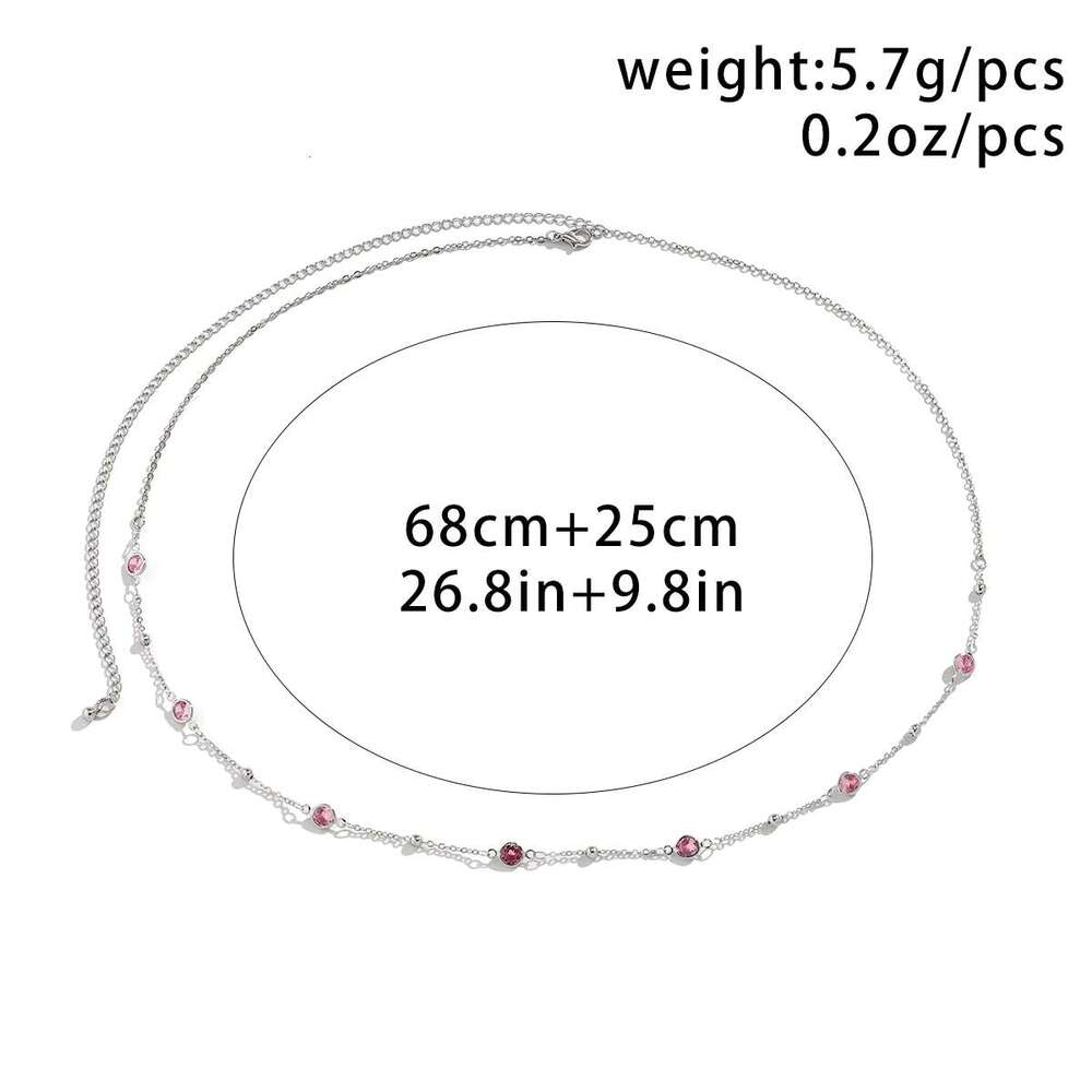 Salircon Minimalism Sier Color Metal Slim Belly Waist Chain Fashion Crystal Glass Summer Women Sexy Bikini Body Jewelry