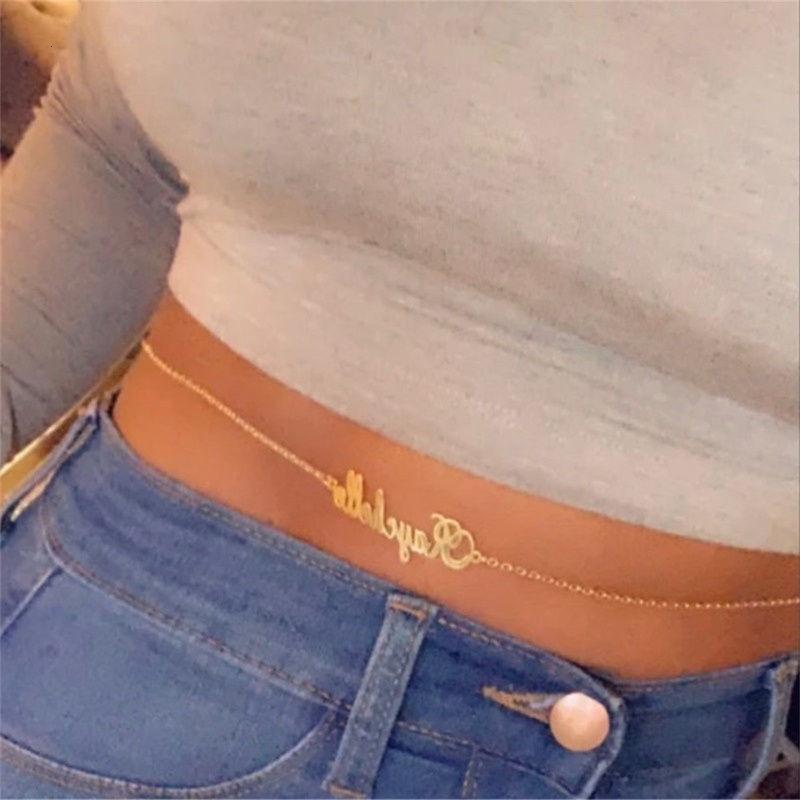 Sexy Body Charm Jewelry Beach Belly Chain For Women Custom Name Stainless Steel Heart Waist Chain Personalized Accessories Gift 250121