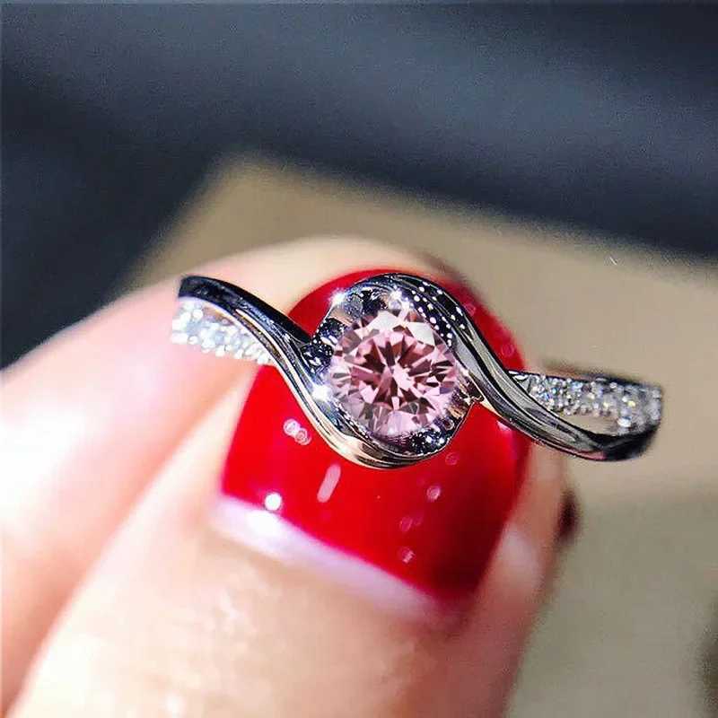 Elegant Promise Ring 925 Silver Plated Solitaire Zircon Surrounded By Silk-like Alloy Engagement Wedding Jewelry For Bride W250207
