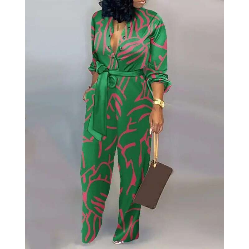 Women's loose plus size autumn/winter high waist straight leg jumpsuit European 2024 new casual fashion trend clothing