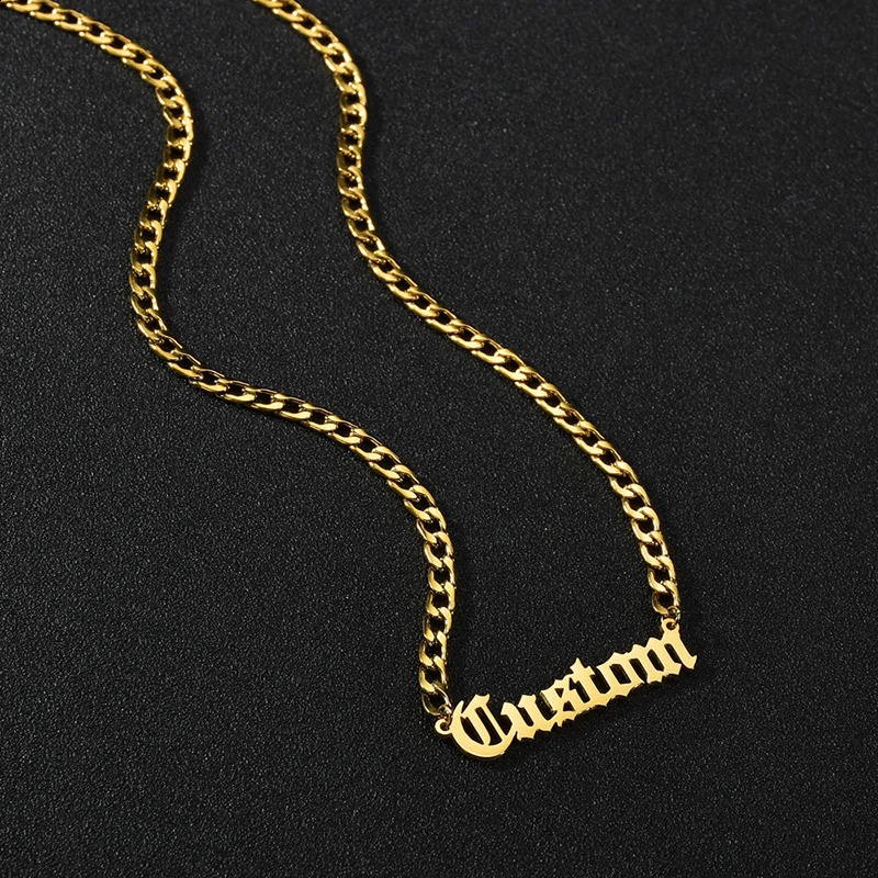 Personalized Custom Name Necklace Pendant Gold Color 4mm NK Chain Customized Nameplate Necklaces for Women Men Handmade Gifts 250206