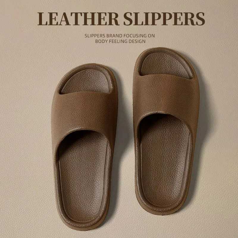 Women Home Slippers Beach Slides Solid Color Mens Thick Sole Indoor Bathroom Anti Slip Shoes Summer Couple SandalsXJ250207