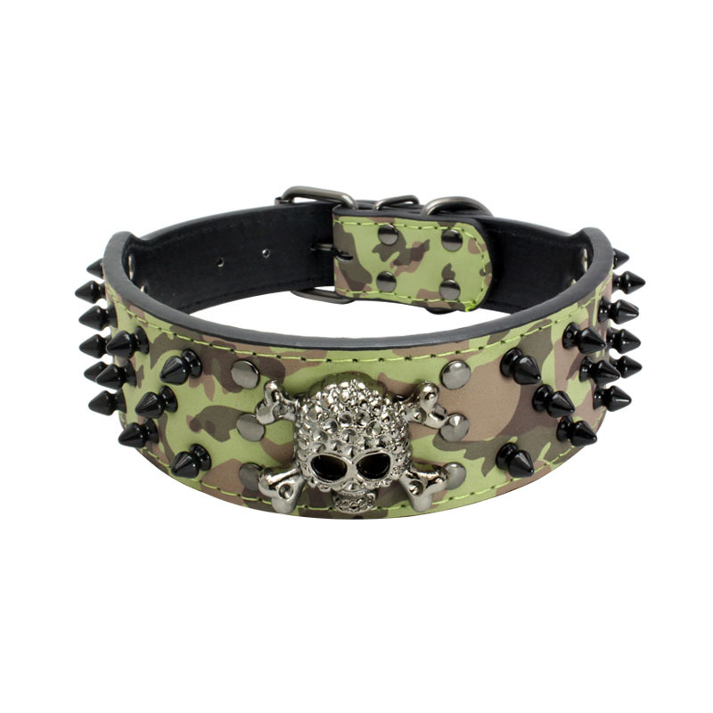 Black Gold Tie Nail Dog Collar Skull Rivet Pet Collar Anti Bite Dog Spiked Studded Large Chain Traction