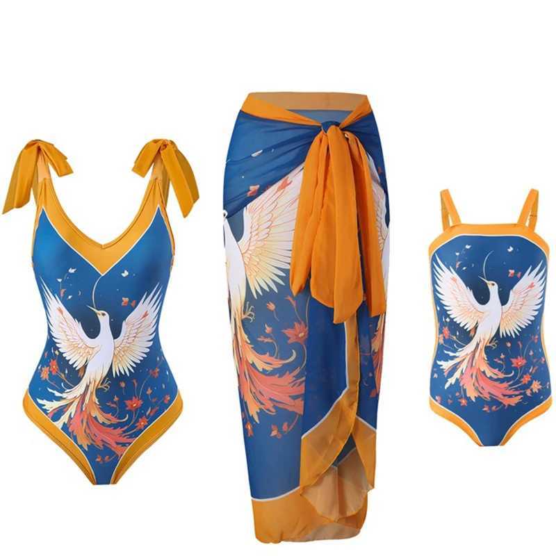 Fashion Mommy and Me Swimwear Family 2PCS Set Mother Daughter Matching Swimsuits Fashion Women Girls Bikini Mesh Skirt Clothes W250207