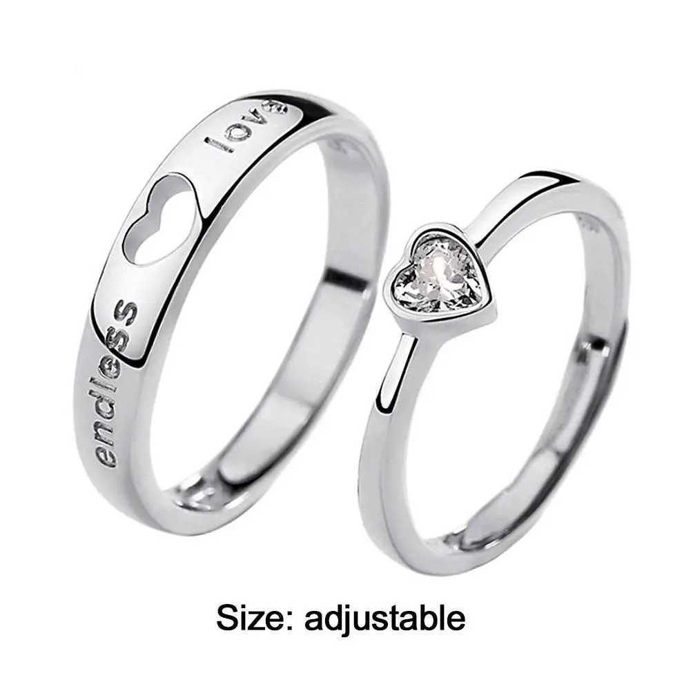 1/2 Pcs Couple Rings Promise Couple Hollow Heart Shaped Long Distance Love Gift For Men And Women Dedicated Couple Rings W250207