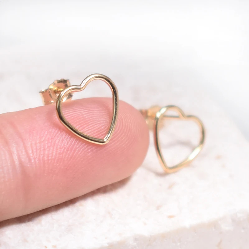 14K Gold Filled 10mm Heart Earrings Minimalism Jewelry Gold Filled Stud Earrings Brincos Pendientes Oorbellen Boho Women Earring 250207
