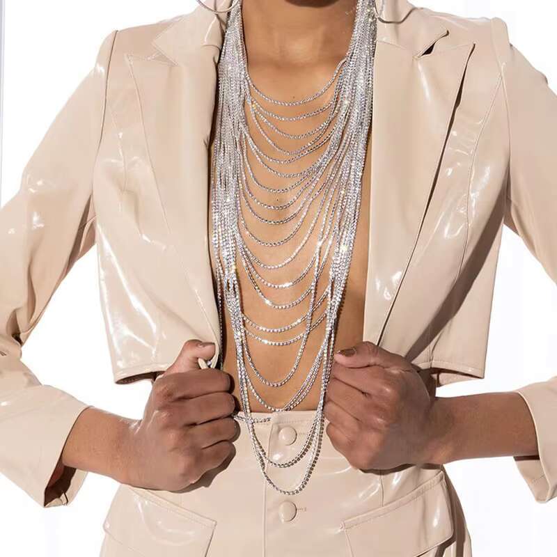 Stonefans Rave Multilayer Chest Chain Top Bikini Outfits for Women Festival gerie Tassel Rhie Bra Jewelry Dress Party