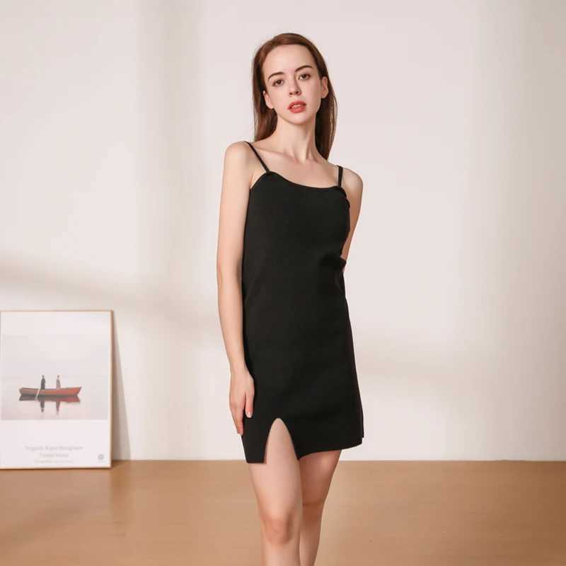 Knitted Dress 2024Clothes Sweater Dresses Ladies Korean Fashion Clothing Robe Ele Women Black Tight Casual Vintage PregnantXJ2500207