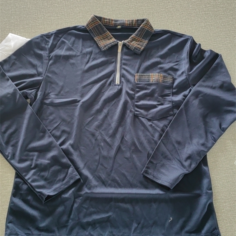 Spring and Autumn Mens Polo Zipper Shirt Pocket Collar Shirt Sports and Leisure Polo Shirt Mens FD08244360 250206
