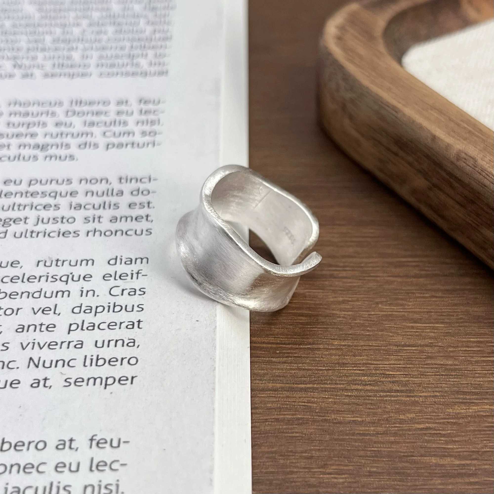 925 Sterling Silver Rings for Women Men Fashion Handmade Wide Ring Couple Minimalist Party Jewelry Gift Prevent Allergy W250207