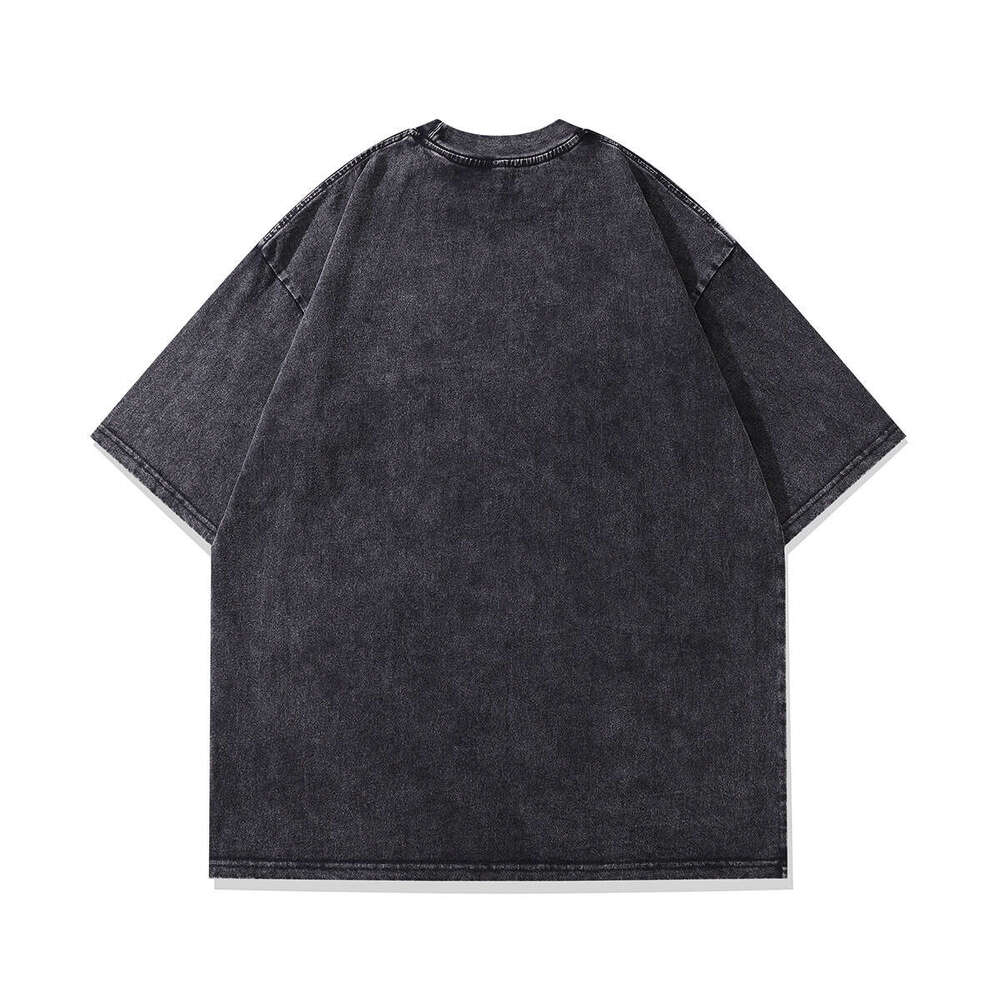 TKPA Harajuku Cartoon Anime Character Washed Old Short T-shirt for Men and Women Hip Hop Fashion Brand Half sleeved Tee Shirt