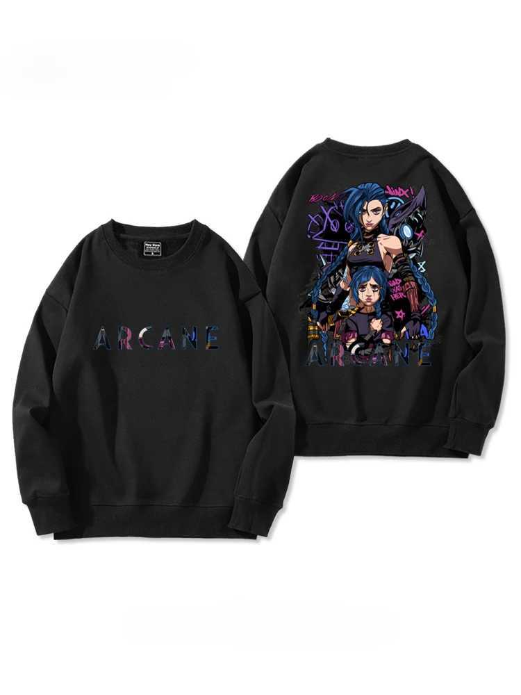 American Simple Trendy Game Anime Arcane Printed Sweatshirt Hoodie Mens Loose Casual Sweatshirt Animation Peripherals W250207