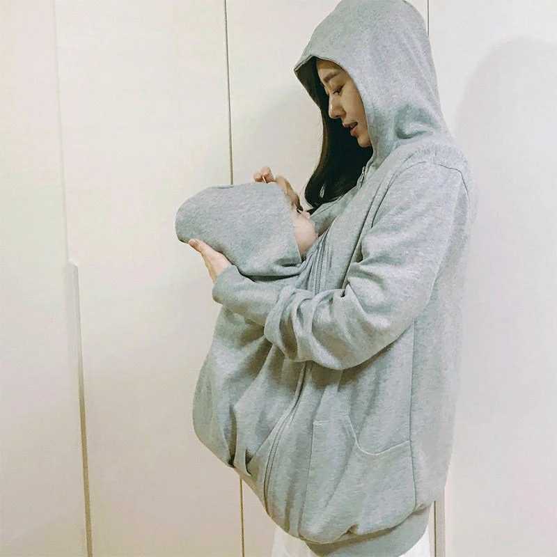 Winter Maternity Clothes Fashion Mother Baby Carrier Jacket Kangaroo Warm Maternity Hoodies Outerwear Coat For Pregnant Woman W250207