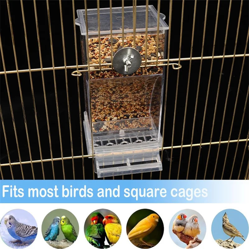 No Mess Bird Feeders Automatic Parrot Feeder Drinker Acrylic Seed Food Container Cage Accessories For Small And Medium Parakeets 250121