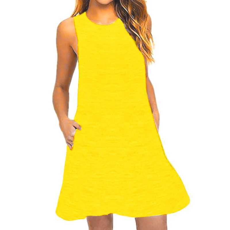 Womens Summer Casual Swing T-Shirt Dresses Beach Cover Up With Pockets Plus Size Loose T-shirt DressXJ2500207