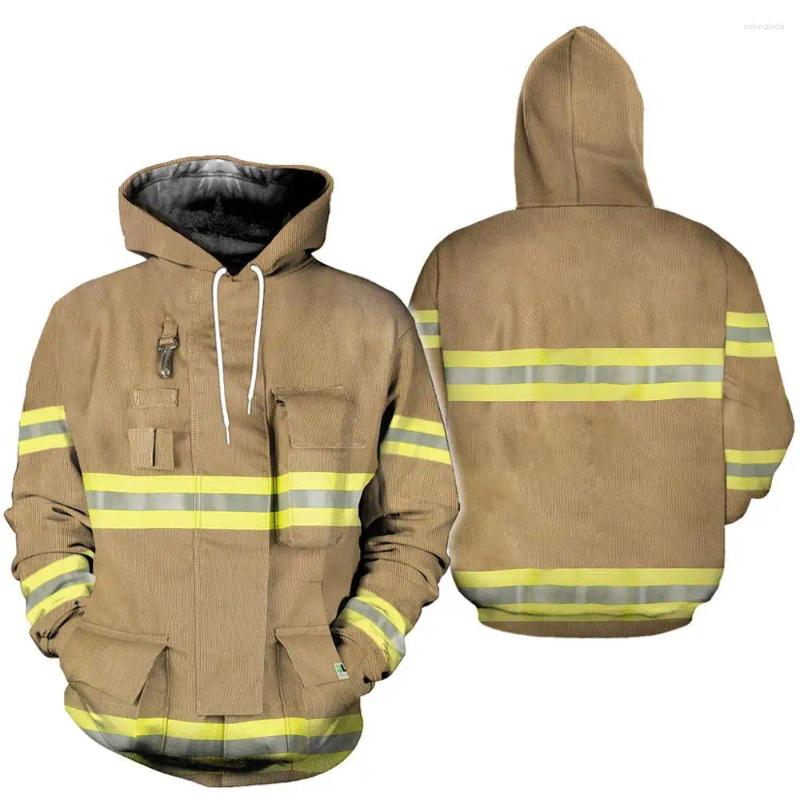 Graphic Hoodies Men Firefighter 3D Print Hoodie Unisex Pullover Sweatshirt Haruku Style Tops