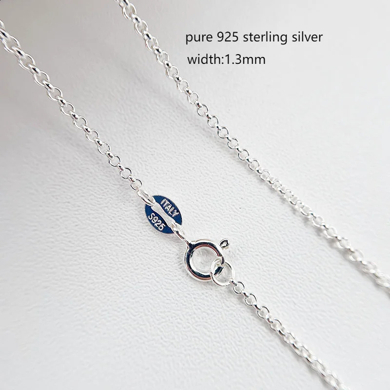 35cm-45cm 1.m Pure Real 925 Sterling Silver Circles Rolo Chain Necklace Women Girl Italy Jewelry Kolye Collare Collier 250120