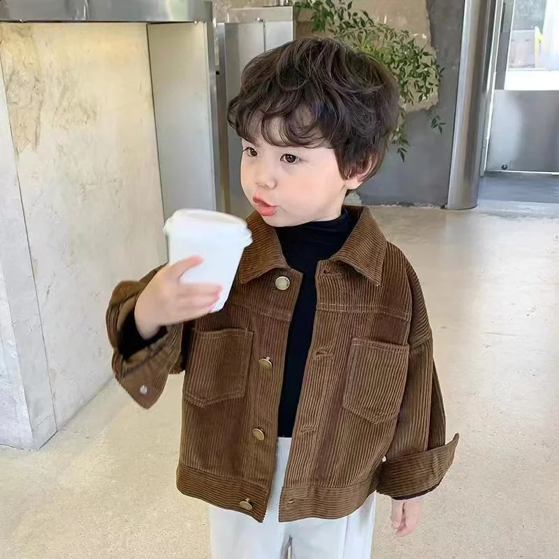 Boy Jackets Kids Coats Corduroy Fashion Children Outerwear Spring Autumn -A077 250206