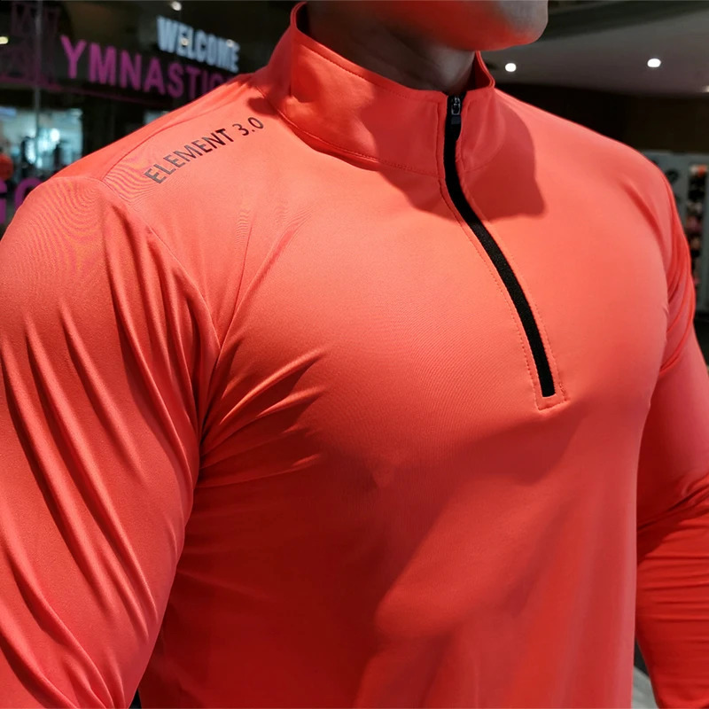 Autumn Winter Quick Dry Running Shirt Men T-shirt Long Sleeve Compression Shirts Gym T-shirt Fitness Sport Zipper Shirt 250206