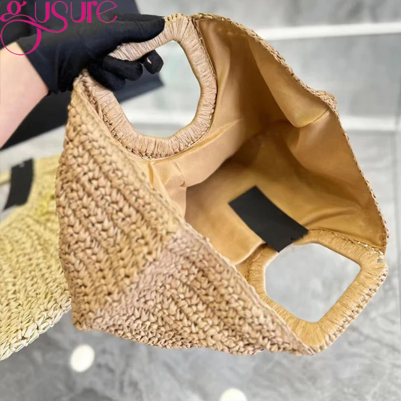 Gusure Bohemia Rattan Large Capacity Shopper Tote Bags Women Moon Wicker Woven Handbag Summer Beach Straw Shoulder Bag 250207
