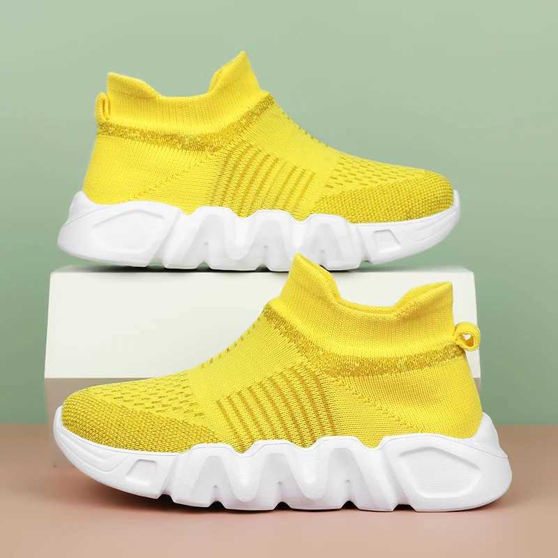 Fashion Yellow Kids Running Shoes Boys Trainers Girl Sports Shoes Mesh Breathable Sneakers For Children sneakers boy W250207