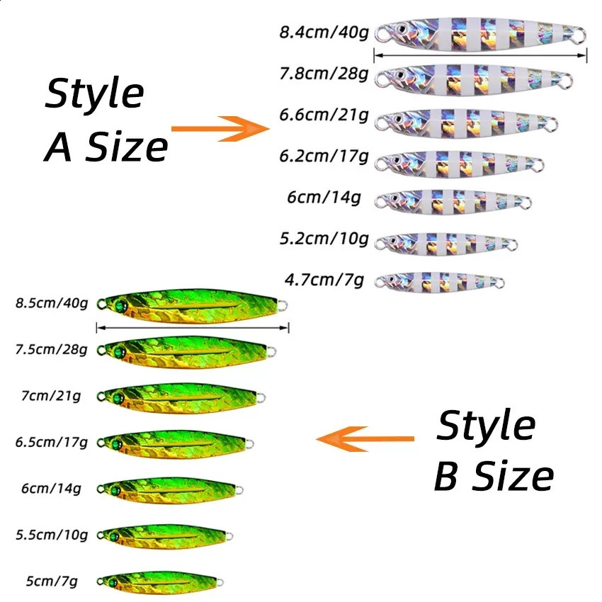 5pcs Metal Jig Fishing Lure Weights 10g40g Trolling Hard Bait Bass Tackle Trout Jigging Jigs Saltwater Lures 250207