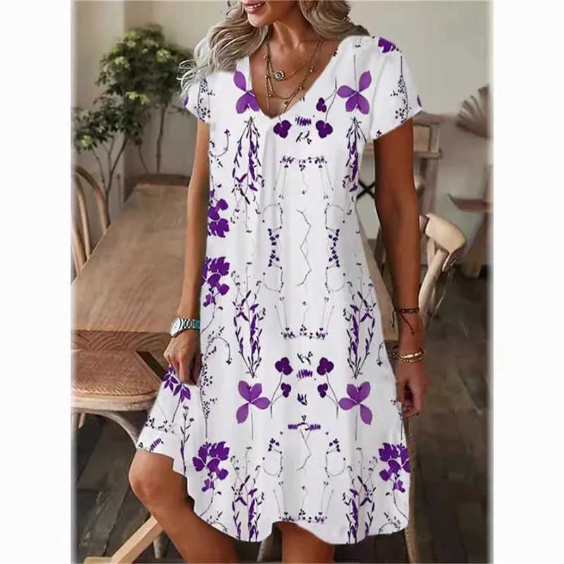 Summer Floral Women Dress Fashion Casual Boho Beach Sundress Short Sve V-neck Sexy 3D Print Loose A-Line Dress Femme VestidosXJ2500207