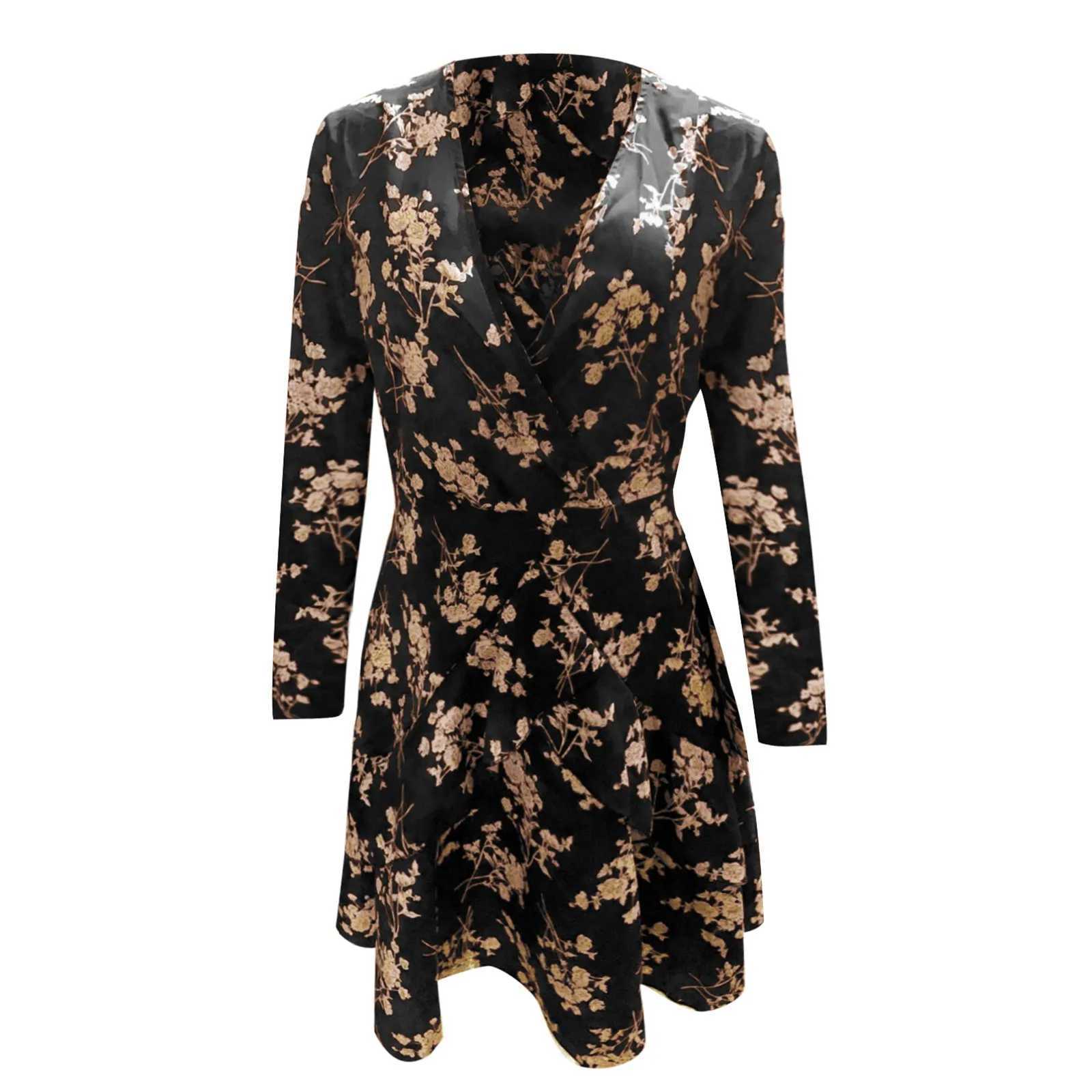 Low Cut V Neck Sexy Dress Flared Long Sve Lace Dress Bohemian Print Lace Up Summer Dresses Qutfits Ultra-Thin DressesXJ2500207