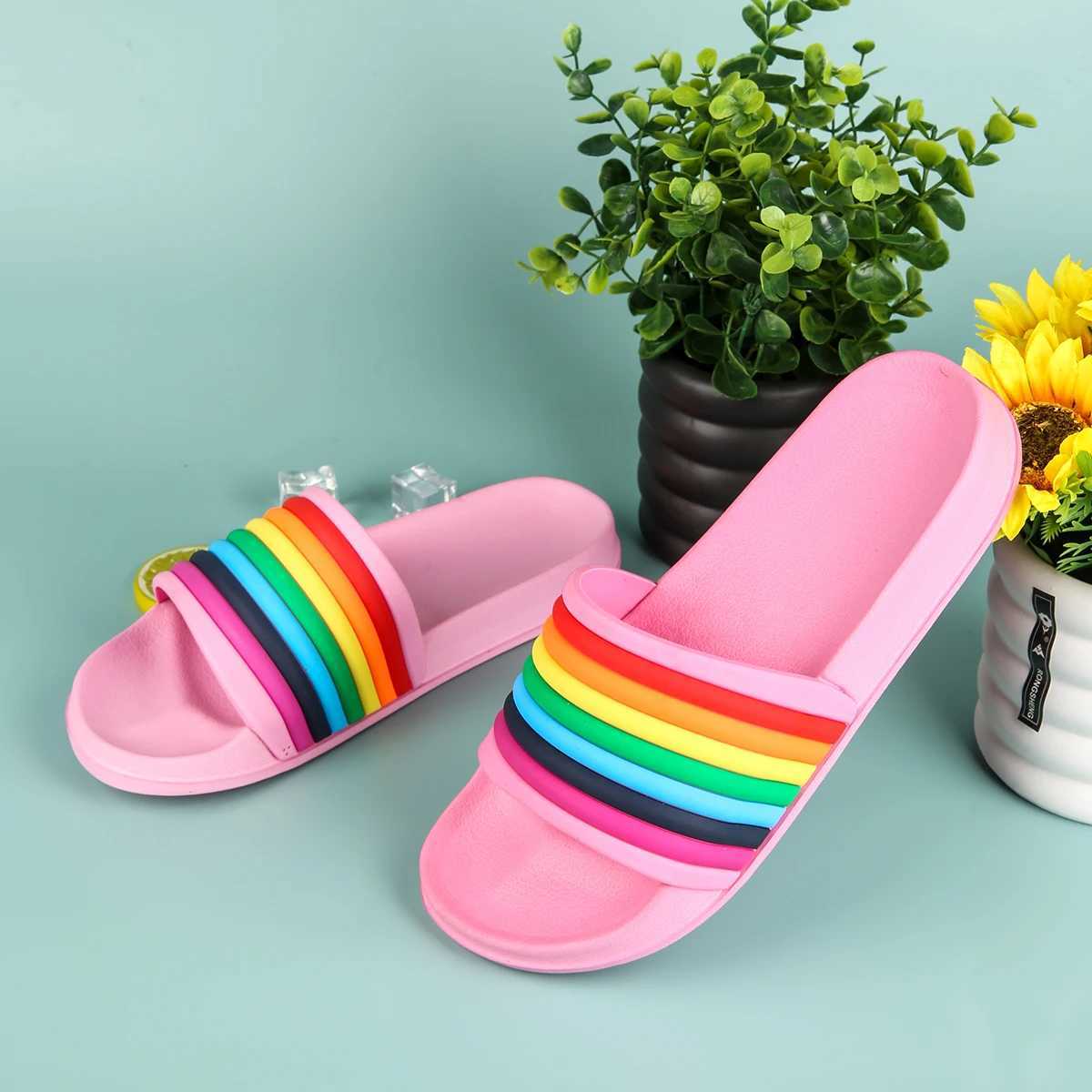 Rainbow Slippers for Women and Men House Slides Shower Sandals Cushied Soft SoleXJ250207