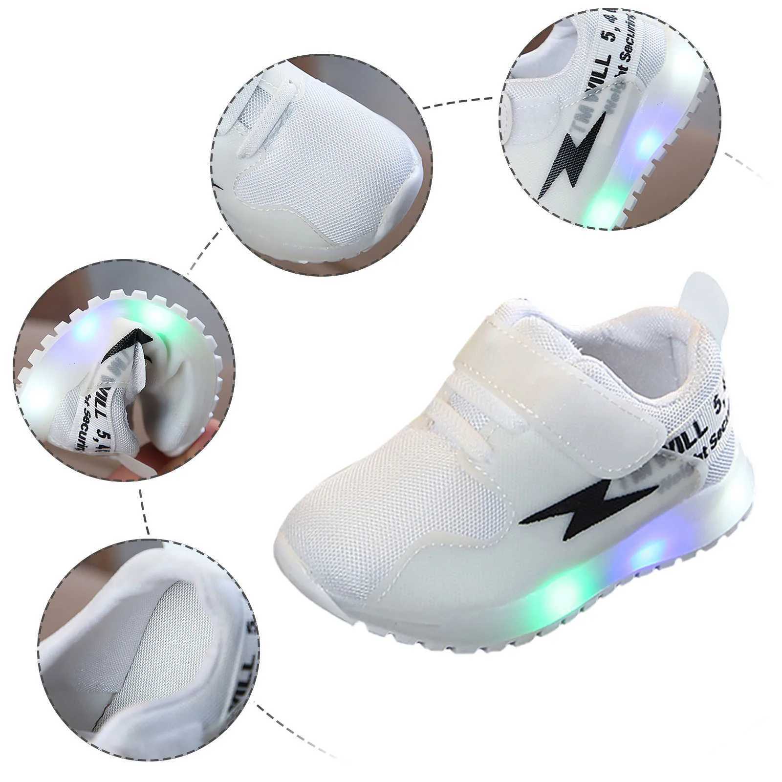 Childrens sports shoes LED luminous sports shoes suitable for boys and girls breathable mesh childrens casual sports shoes non slip shoes TenisXJ25031