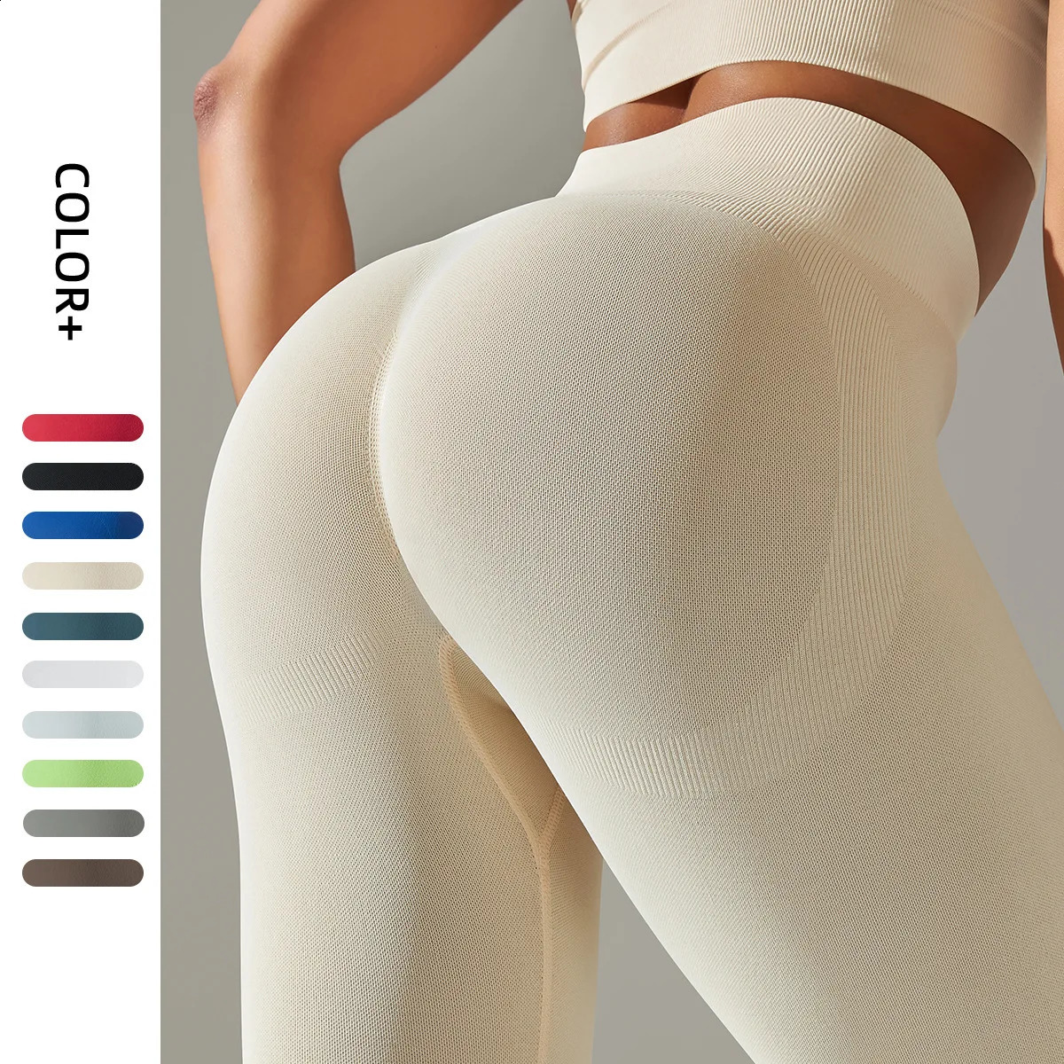 Womens seamless solid color Leggings Knitted High Waist Sports Fashion Striped Leggings Hip Lifting Running Sexy 250207
