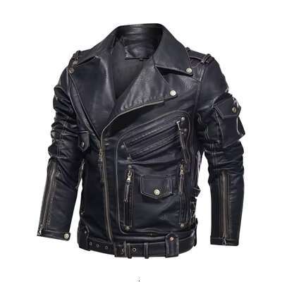 Men's Leather Jacket DIMUSI Winter Mens Men Fashion Motorcycle PU Jacket Cool Zipper Pockets Leather Coats Clothing