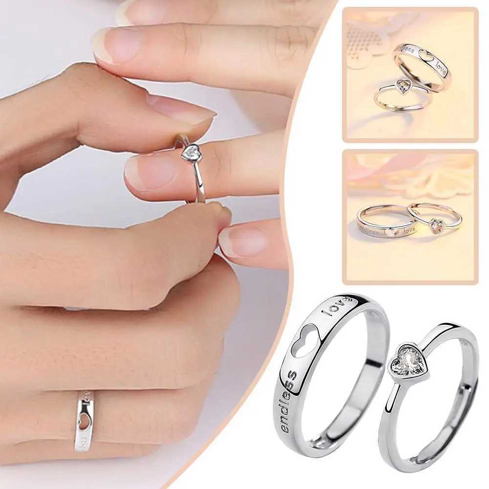 1/2 Pcs Couple Rings Promise Couple Hollow Heart Shaped Long Distance Love Gift For Men And Women Dedicated Couple Rings W250207