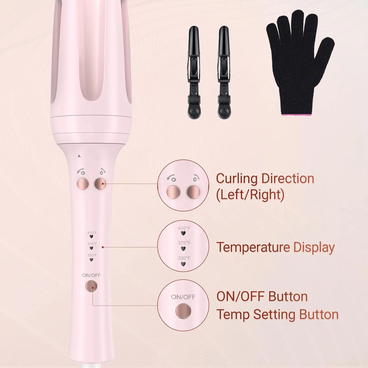 OPE PRO Automatic Curling Iron Hair Curler Replaceable Curling Wand with 2 Sizes Barrel 1 1.25 3 Temps Hair Waver 250206